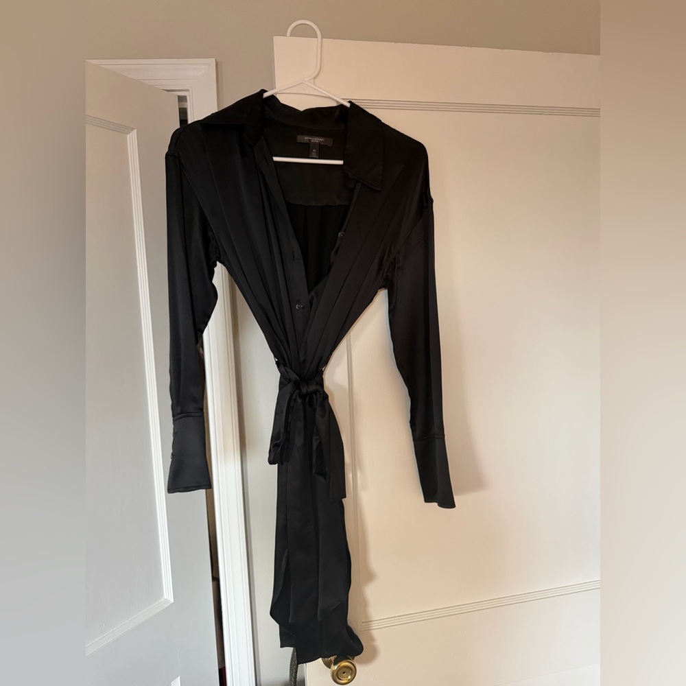 Banana Republic Black Silk Button-Front Dress